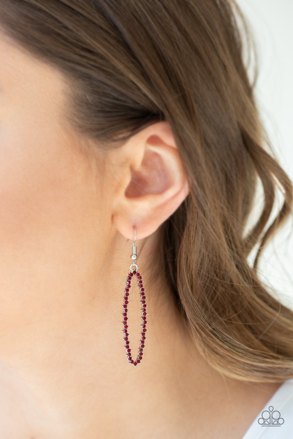 A Little Glow-Mance Red Rhinestone Earrings Paparazzi Accessories