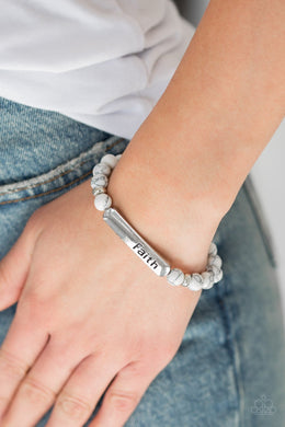 Fearless Faith White Stone Stretchy Bracelet Paparazzi Accessories