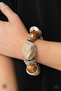 brown,orange,stone,stretchy,Glaze of Glory Peach Stretchy Bracelet