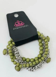 green,stretchy,Good Vibes Only Green Stretchy Bracelet