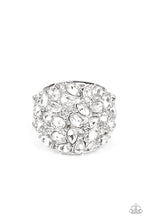 Load image into Gallery viewer, Here Comes the Boom White Rhinestone Ring Paparazzi Accessories