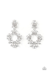 life of the party,post,rhinestones,white,Leave Them Speechless White Rhinestone Post Earrings