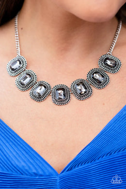 Iced Iron Silver Rhinestone Necklace Paparazzi Accessories