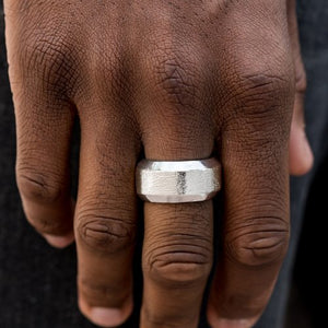 silver,Wide Back,Checkmate Silver Ring