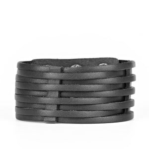 black,leather,The Starting Lineup Black Leather Bracelet