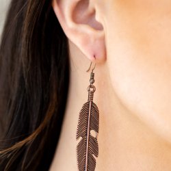 Feathers Quill Fly Copper Earrings Paparazzi Accessories