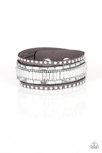 Load image into Gallery viewer, Rock Star Rocker Silver Leather Wrap Bracelet Paparazzi Accessories