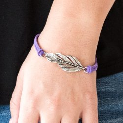 Feather,leather,Faster Than Flight Purple Leather Bracelet