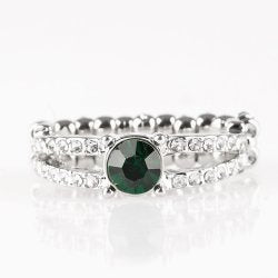green,rhinestones,Wide Back,Dream Sparkle Green Ring