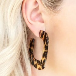 Cheetah Incognita Brown Hoop Earring Paparazzi Accessories
