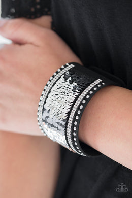 MERMAIDS Have More Fun Black and Silver Wrap Bracelet Paparazzi Accessories