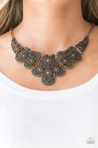 brass,copper,floral,short Necklace,Mess With The Bull Multi Necklace
