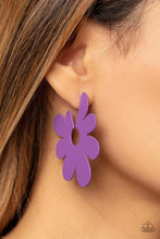 Load image into Gallery viewer, Flower Power Fantasy Purple Hoop Earrings Paparazzi Accessories