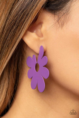 Flower Power Fantasy Purple Hoop Earrings Paparazzi Accessories