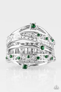 green,rhinestones,stretchy,Making The World Sparkle Green Ring