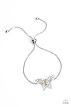 Load image into Gallery viewer, Wings of Wonder Yellow Rhinestone Butterfly Bracelet Paparazzi Accessories