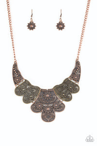 brass,copper,floral,short Necklace,Mess With The Bull Multi Necklace