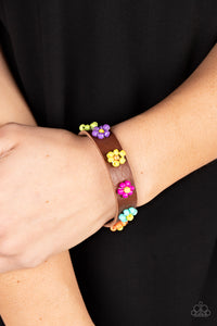 floral,leather,pull-tie,urban,Flowery Frontier Multi Leather Pull-Tie Bracelet