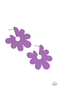 floral,hoops,purple,Flower Power Fantasy Purple Hoop Earrings