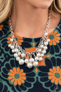pearls,short necklace,white,Powerhouse Pose White Pearl Necklace