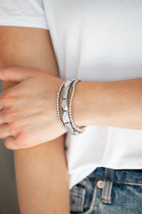 silver,stretchy,Metal Movement Silver Bracelet