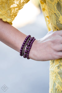 gunmetal,purple,stretchy,Rockin Rococo Purple Bracelet